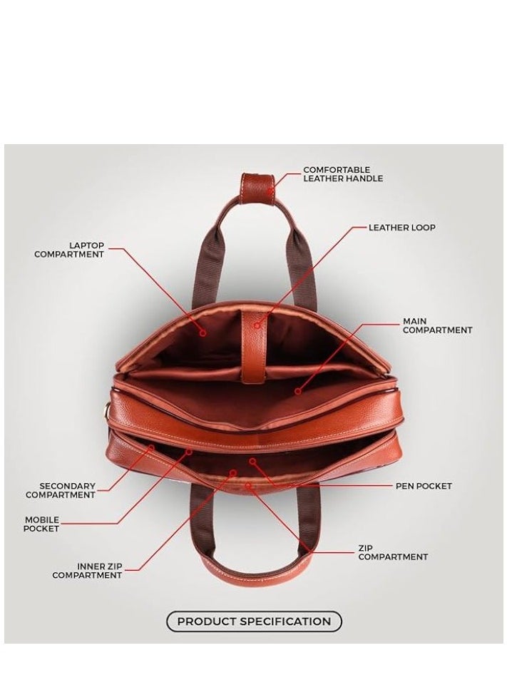 HAMMONDS FLYCATCHER - Original Bombay Brown Leather 15.6 inch Expandable Laptop Messenger Bag LB150 - Image 1