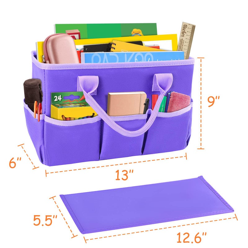 ZKOO Art Organizer Desktop Craft Storage Tote Bag for Crafts, Sewing, Paper, Art, Canvas, Supplies Storage Organization with Handles for Travel or Daily Use (Purple, Small) - Image 2