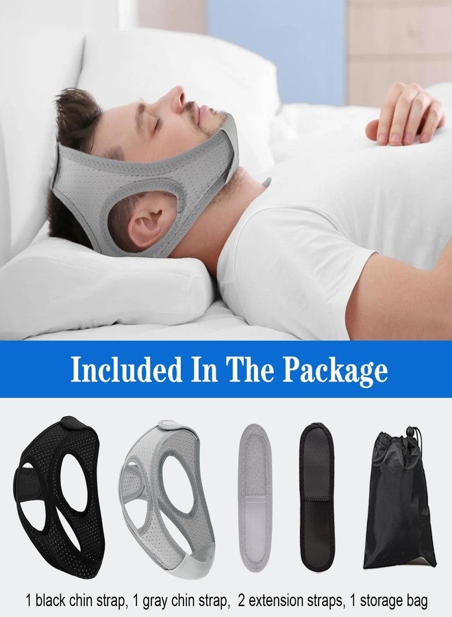 حزام ذقن فورزاكس لمستخدمي أجهزة التنفس CPAP، عبوة من قطعتين - حزام ذقن قابل للتنفس، حل فعال للحد من الشخير، لا يلتصق به الشعر، لا يبهت لونه - أسود ورمادي - Image 4