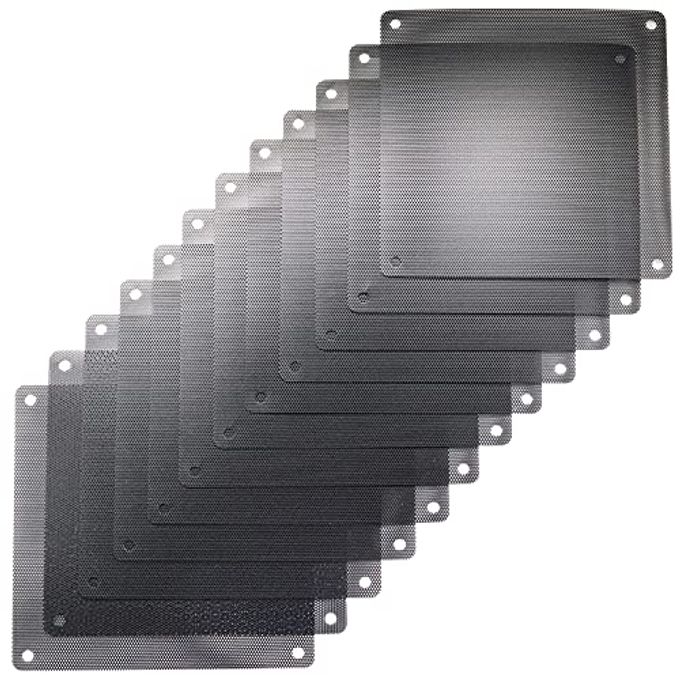 ThreeBulls 12 Pcs 120mm PVC Black PC Cooler Fan Dust Filter Dustproof Case Cover Computer Mesh - Image 1