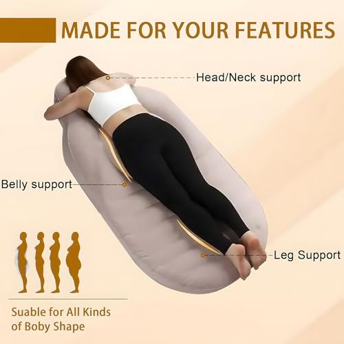 SEARART Inflatable Pregnancy Sleep Pillow for Stomach Sleeping Full Body Mattress with Belly Hole Maternity Airbed for Pregnant Women Pregnancy RestBack Hip Pressure Relief - Image 3