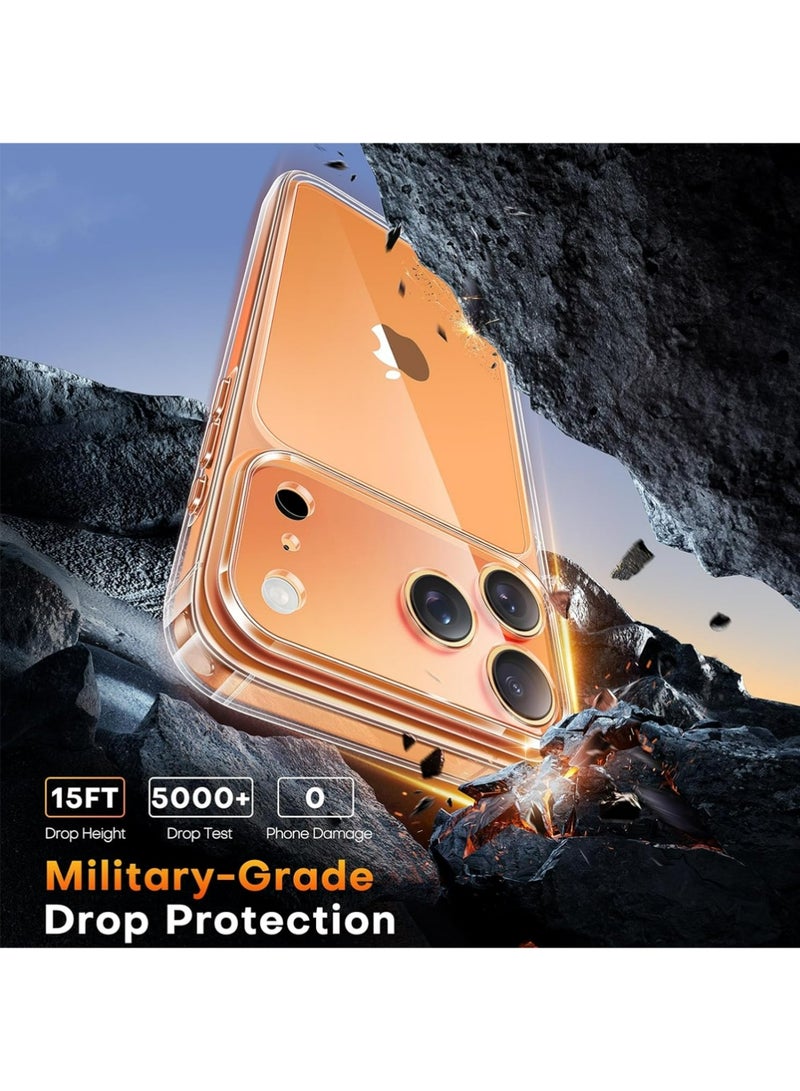 بولوز آيفون 17 برو ماكس حالة + حامي الشاشة ،التحكم الكاميرا حماية الكاميرا الكاملة,الحماية العسكرية-الصف صدمة حالة الهاتف لآيفون 17 برو ماكس, واضح - Image 5