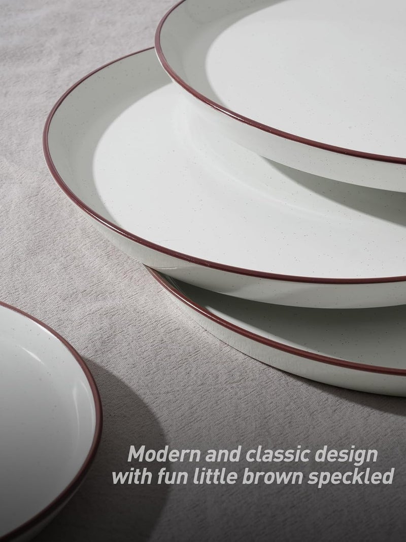 Famiware Saturn 12-Piece Dinnerware Set for 4 - White Stoneware Plates and Bowls - Image 5