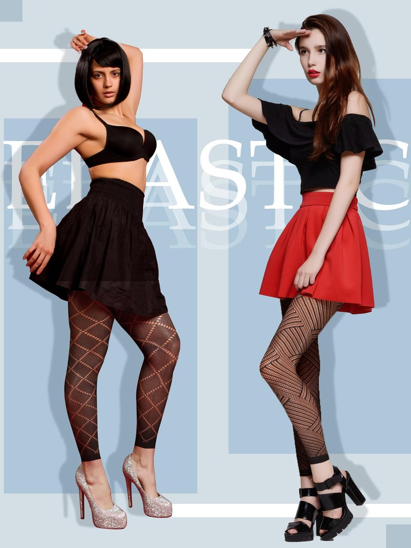 Newcotte 6 Pair Fishnet Stockings for Women Black Footless Thigh High Stockings Plus Size Lace Mesh Thigh High Tights (Elegant Black) - Image 4