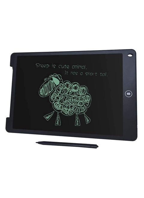 LCD Writing Tablet 12 Inch Handwriting Pen Intelligent Suitable for Family School Office Children and Adults Writing Board Lock Erase Button Electronic Writing Doodle Pad Digital Drawing - Plain (Black)