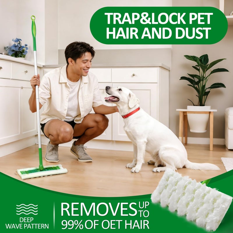 LANARP 100 Dry Sweeping Cloths Compatible with Swiffer Sweeper Mop, Heavy Duty Dry Pads Refills, Cleaning Dust and Pet Hair, Disposable Pet Sweeper Mop Pads for All Purpose Multi Surface Floor Cleaning (100) - Image 5