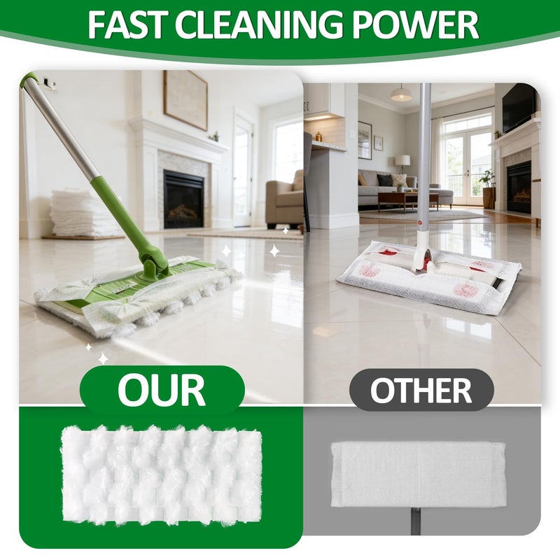 LANARP 100 Dry Sweeping Cloths Compatible with Swiffer Sweeper Mop, Heavy Duty Dry Pads Refills, Cleaning Dust and Pet Hair, Disposable Pet Sweeper Mop Pads for All Purpose Multi Surface Floor Cleaning (100) - Image 3