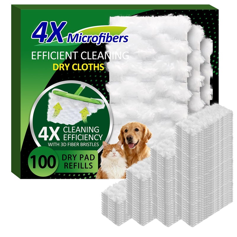 LANARP 100 Dry Sweeping Cloths Compatible with Swiffer Sweeper Mop, Heavy Duty Dry Pads Refills, Cleaning Dust and Pet Hair, Disposable Pet Sweeper Mop Pads for All Purpose Multi Surface Floor Cleaning (100) - Image 1