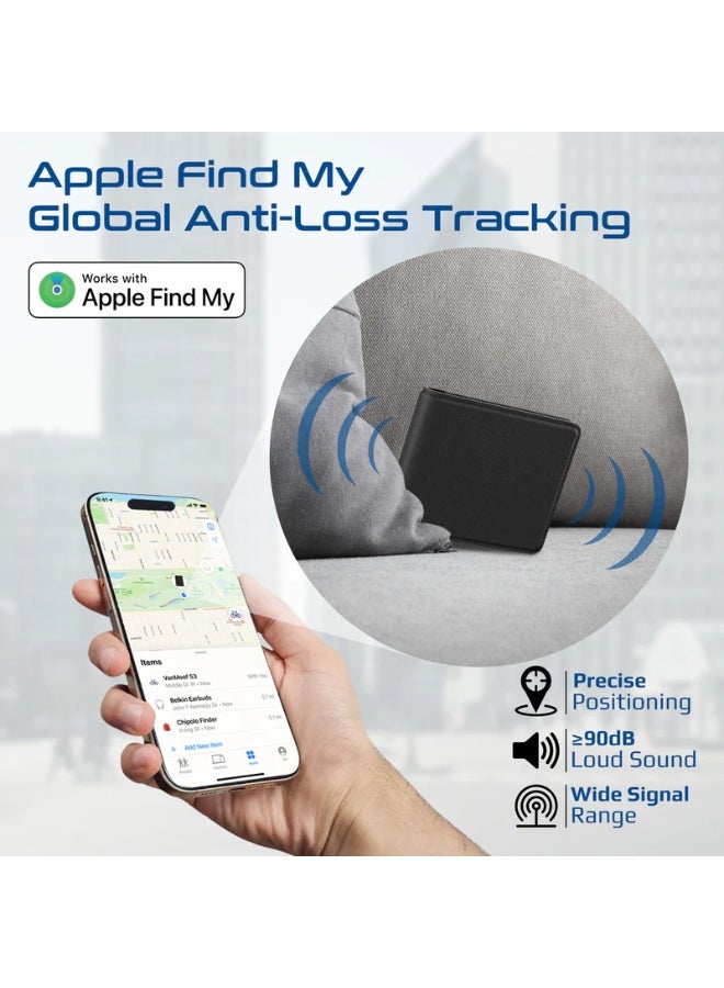 PROMATE Smart Leather Wallet with RFID Blocking, Apple Find My Tracker, Wireless Charging, Anti-Loss Bluetooth 5.2, SIM & MicroSD Slots, Slim Design, 6-Month Battery - Image 2