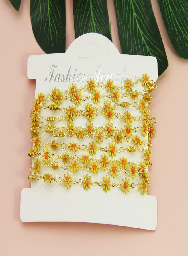 PAMIR TONG Handmade Enamel Sunflower Beading Chain with Golden Plated Brass Findings for Jewelry Making Glass Mask Shoes Clothes Decoration (CC05) - Image 3