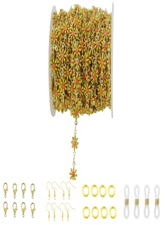PAMIR TONG Handmade Enamel Sunflower Beading Chain with Golden Plated Brass Findings for Jewelry Making Glass Mask Shoes Clothes Decoration (CC05) - Image 1
