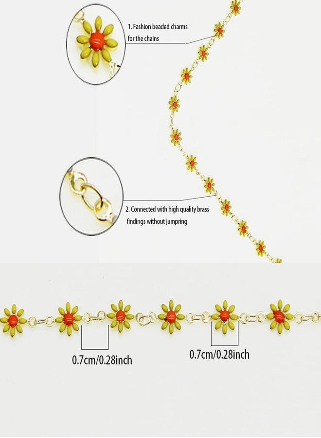 PAMIR TONG Handmade Enamel Sunflower Beading Chain with Golden Plated Brass Findings for Jewelry Making Glass Mask Shoes Clothes Decoration (CC05) - Image 5