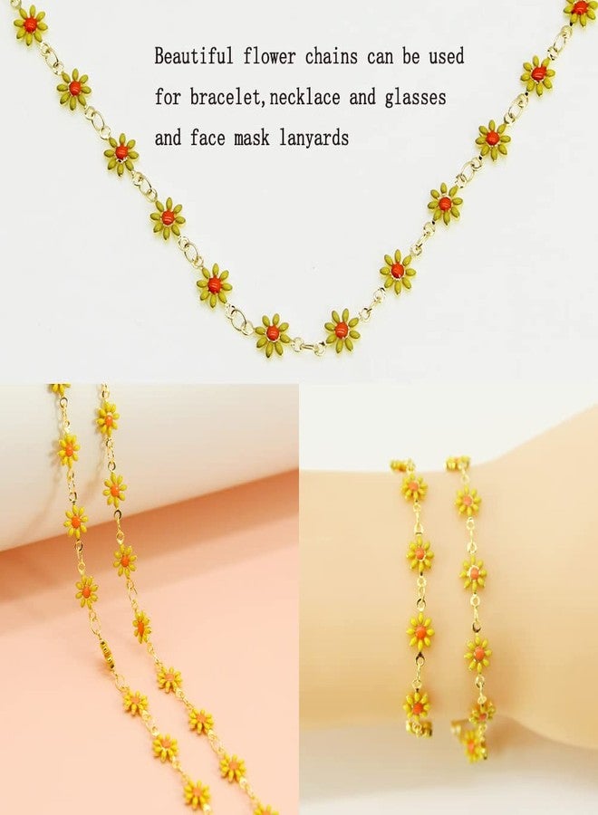 PAMIR TONG Handmade Enamel Sunflower Beading Chain with Golden Plated Brass Findings for Jewelry Making Glass Mask Shoes Clothes Decoration (CC05) - Image 4