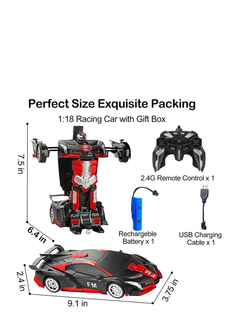AROAQ FM Red Remote Control Car Transform Robot RC Car with 40MHz Version Remote And One Button Transforming 360 Degree Rotation Drifting Ideal Car Scale and Birthday Gift Toy  - Image 5
