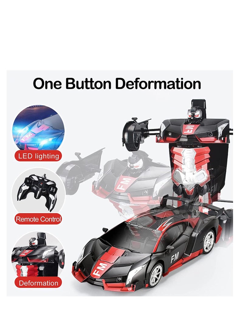 AROAQ FM Red Remote Control Car Transform Robot RC Car with 40MHz Version Remote And One Button Transforming 360 Degree Rotation Drifting Ideal Car Scale and Birthday Gift Toy  - Image 3