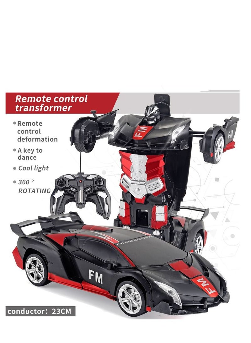AROAQ FM Red Remote Control Car Transform Robot RC Car with 40MHz Version Remote And One Button Transforming 360 Degree Rotation Drifting Ideal Car Scale and Birthday Gift Toy  - Image 2