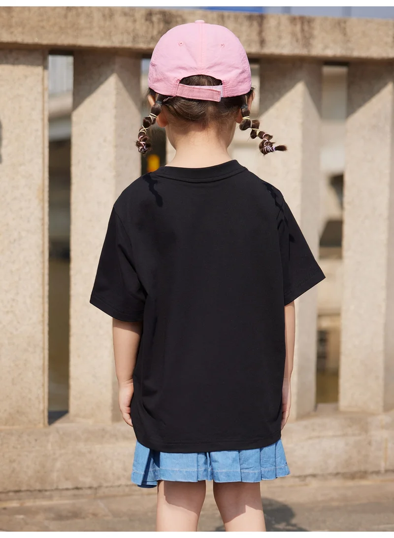 mini bala Unisex Kid Premium Soft Short - Sleeve T - Shirt, Breathable, Comfortable, Cartoon Dog Print & "We are family" Lettering Detail, Heartwarming, Versatile for Daily Wear, Family Outings Children's Casual Essential Top