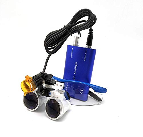 EAST Brand 3.5X 420mm Working Distance Optical Glass Surgical Binocular Loupes and LED Head Light Lamp with Filter Aluminum Box Style (Blue) - Image 4