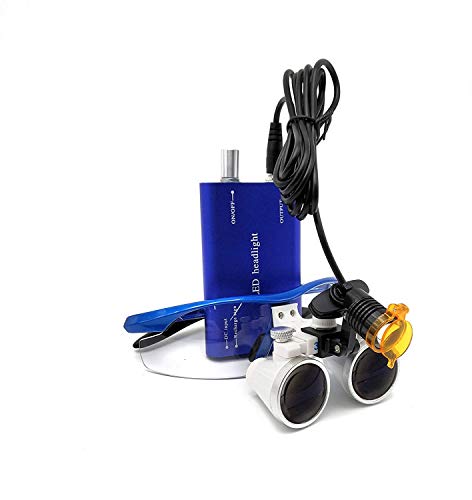 EAST Brand 3.5X 420mm Working Distance Optical Glass Surgical Binocular Loupes and LED Head Light Lamp with Filter Aluminum Box Style (Blue) - Image 2