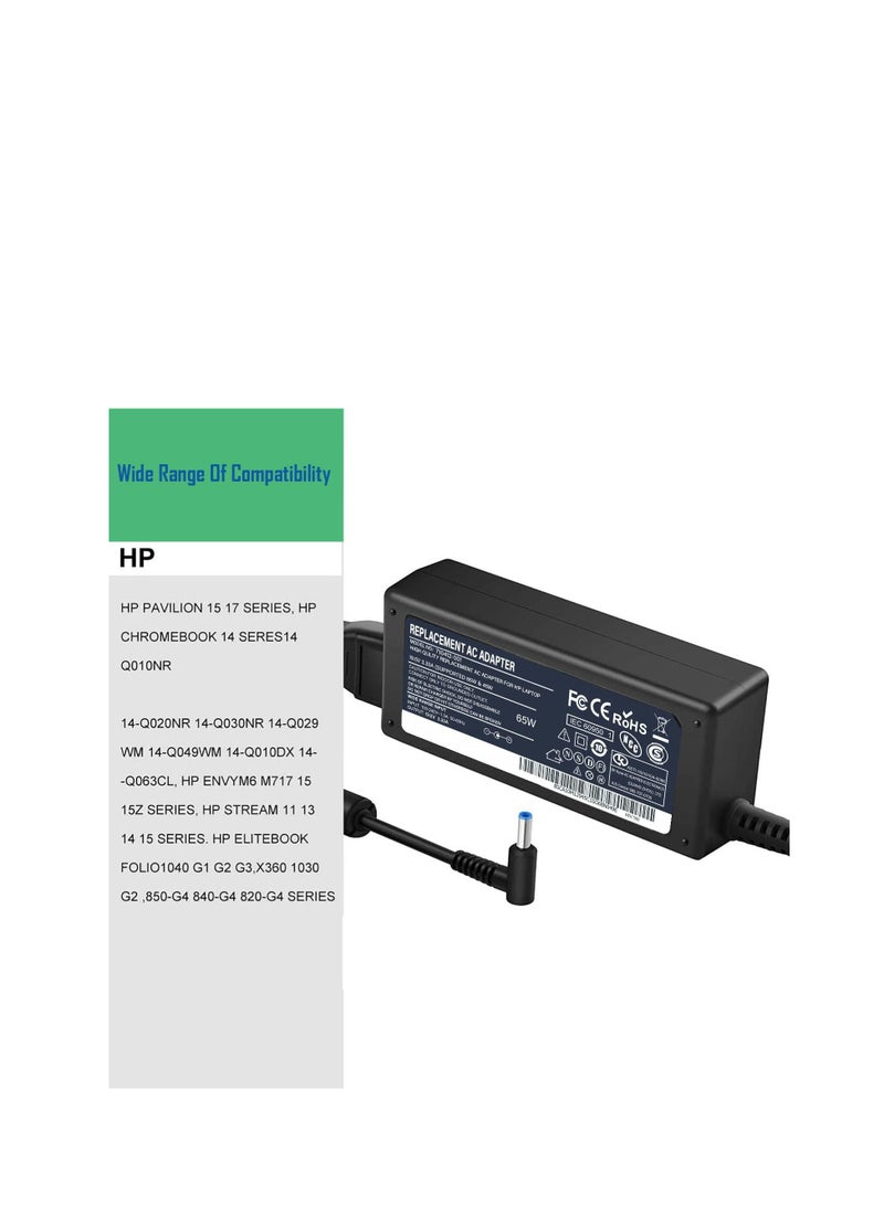Terabyte 65W 19.5V 3.33A AC HP Laptop Charger, 710412-001, 709985-002, PA-1650-30HE Compatible with HP 250 255 G2 G3 G4 G5 Series, HP Pavilion 15 Series Notebook, HP Elite Book, Chromebook 14, - Image 2