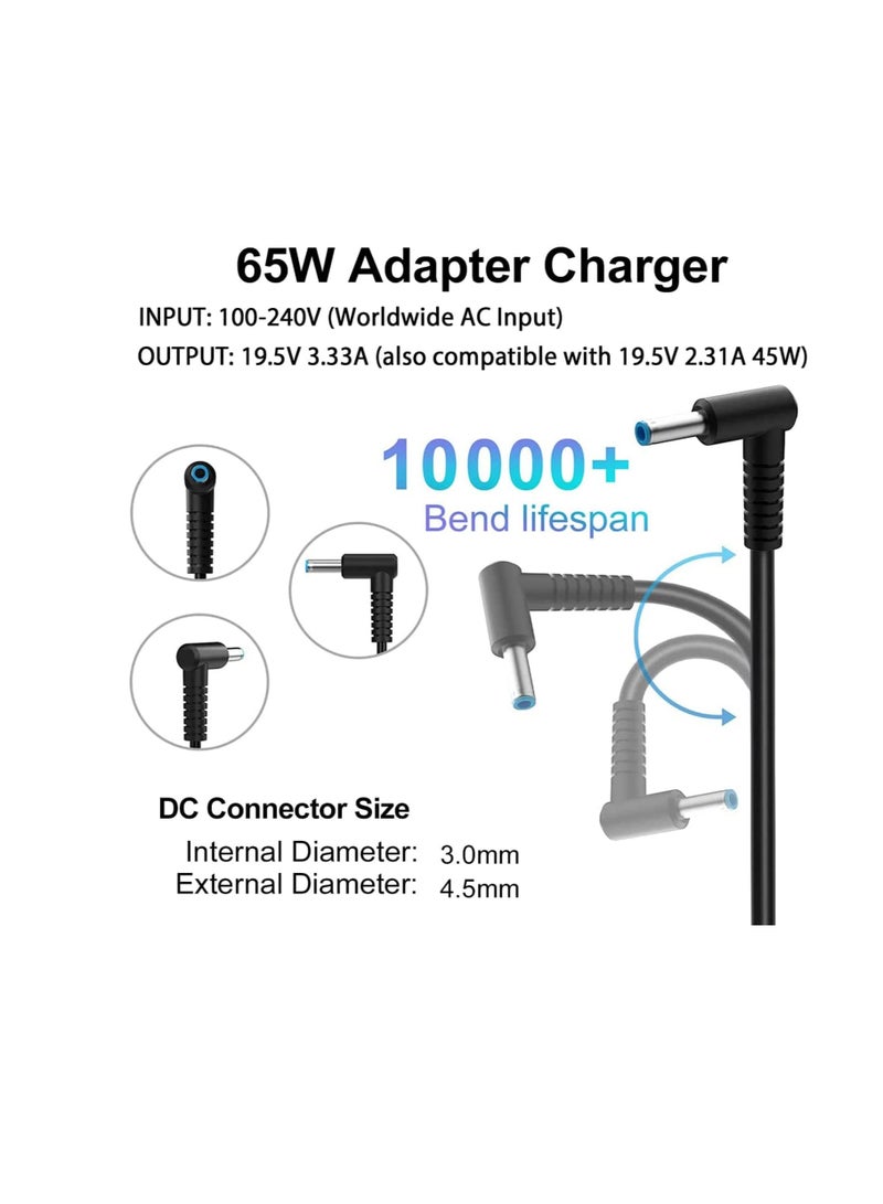 Terabyte 65W 19.5V 3.33A AC HP Laptop Charger, 710412-001, 709985-002, PA-1650-30HE Compatible with HP 250 255 G2 G3 G4 G5 Series, HP Pavilion 15 Series Notebook, HP Elite Book, Chromebook 14, - Image 3