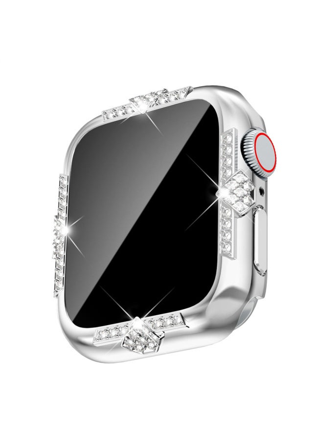 Loquat Applicable To For Apple Watch8 For Apple Watch Protective Case Electroplated Diamond Iwatch8/7/se Generation PC Protective Case-Color:Transparent-Dimensions:40mm Dial Only  - Image 1