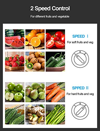 QCen Juicer Machine, 500W Centrifugal Juicer Extractor with Wide Mouth 3” Feed Chute for Fruit Vegetable, Easy to Clean, Stainless Steel, BPA-free (Black) - Image 3