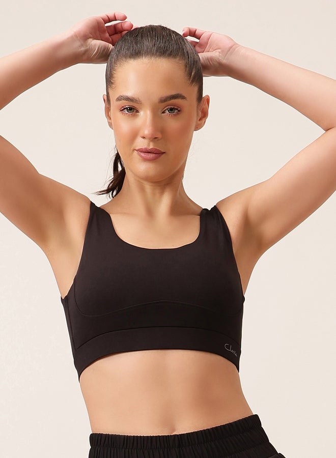 Clovia Black Medium Impact Sports Bra Removable Cups - Image 1