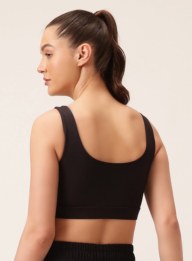 Clovia Black Medium Impact Sports Bra Removable Cups - Image 4
