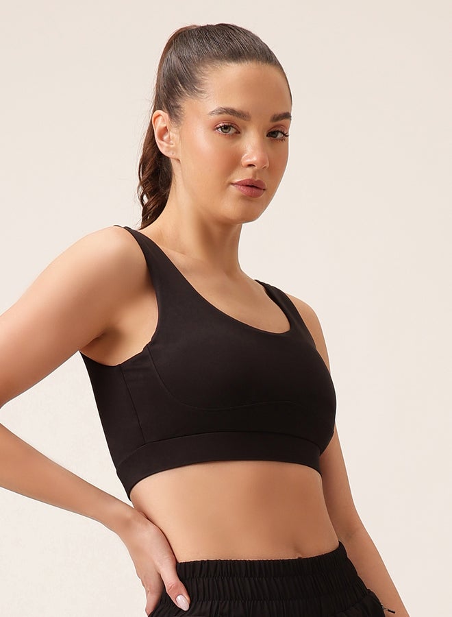 Clovia Black Medium Impact Sports Bra Removable Cups - Image 3