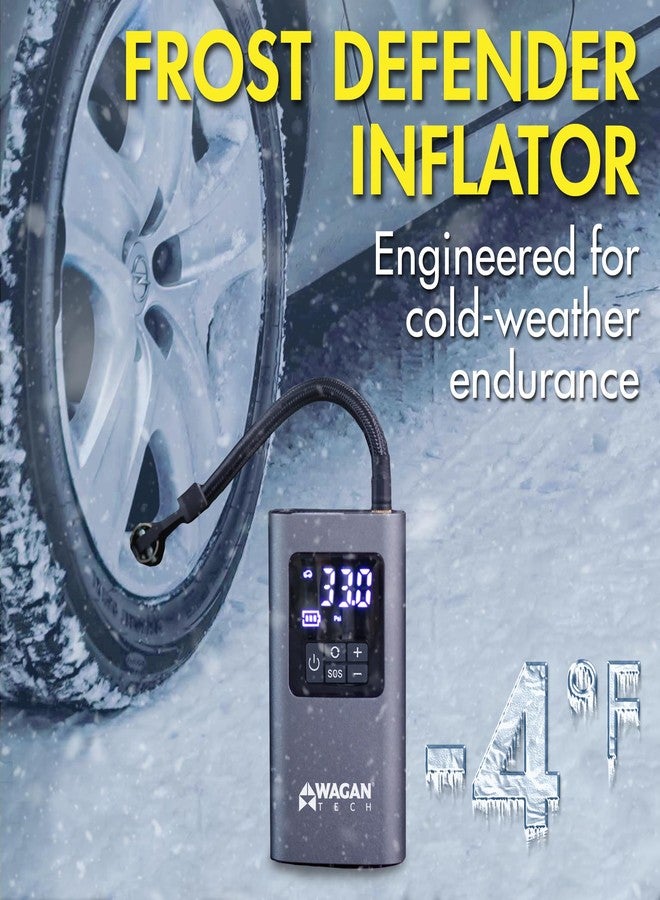 واجان منفاخ إطارات لاسلكي من واجان EL7317، مضخة هواء محمولة 150 رطل/بوصة مربعة مزودة بإضاءة LED وإيقاف تشغيل تلقائي، ضاغط هواء محمول للسيارة والدراجة النارية والدراجة الهوائية والكرات - Image 4