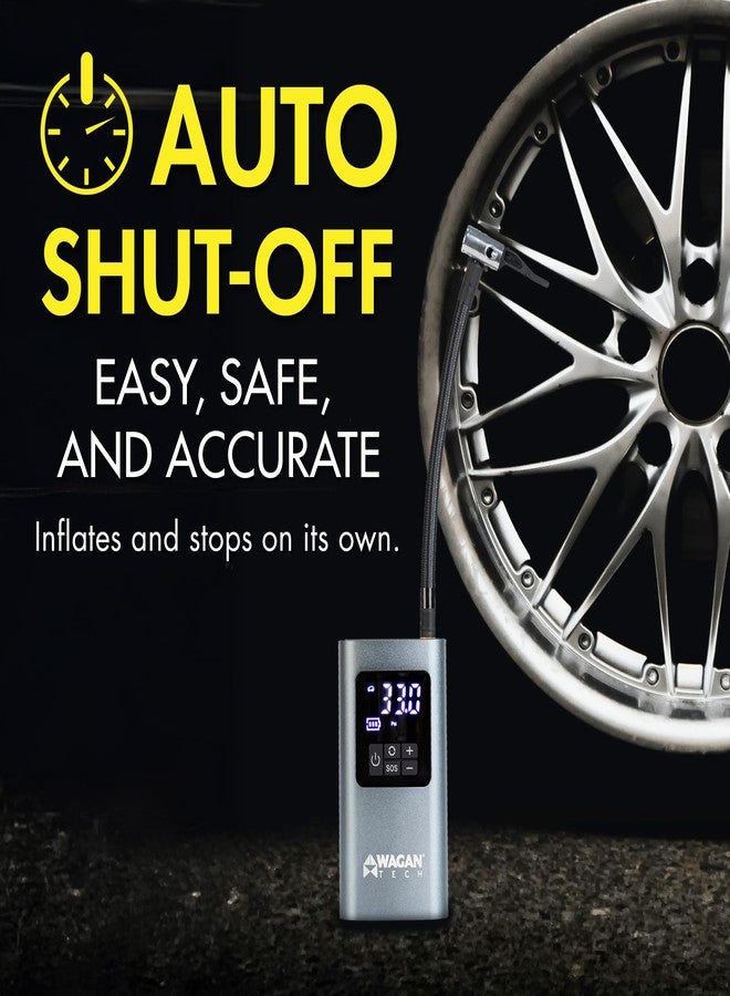 واجان منفاخ إطارات لاسلكي من واجان EL7317، مضخة هواء محمولة 150 رطل/بوصة مربعة مزودة بإضاءة LED وإيقاف تشغيل تلقائي، ضاغط هواء محمول للسيارة والدراجة النارية والدراجة الهوائية والكرات - Image 3