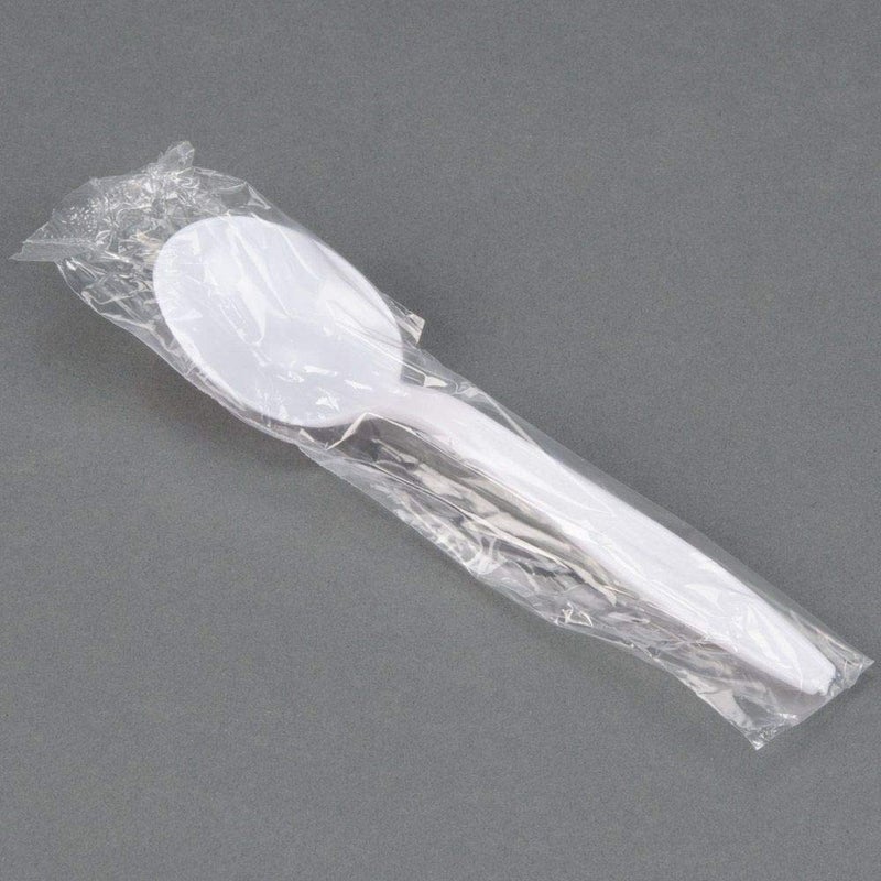 Individually Wrapped White Heavy Weight Plastic Soup Spoon 100 White Spoon