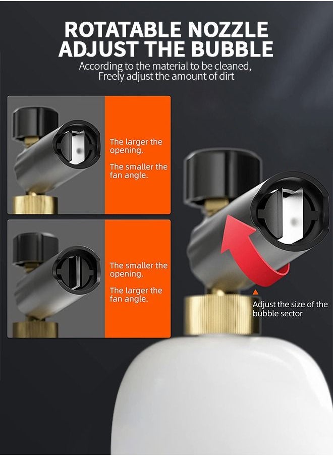 GROIC Foam Cannon 2L Bottle,Large Reservoir with Adjustable Nozzle Kit,Car wash foam spray bottle with 1/4" Quick Connector,High pressure foam kettle,Washer Accessories  - Image 3