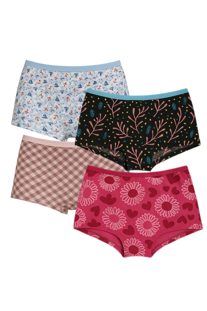 Dice Pack of 4 Women's Comfy Printed Cotton Hot Short Underwear - Image 1