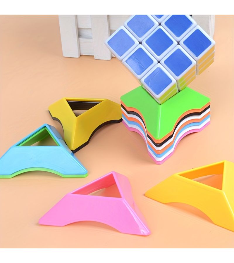 10Pcs Color Magic Cube Holder Set Flat Puzzle Display Stand - Image 3