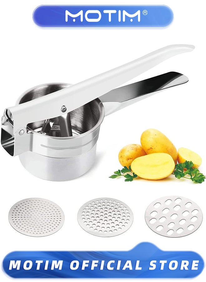 Motim Potato Ricer Stainless Steel Potato Masher with 3 Removable and Interchangeable Discs for Mashed Potatoes - Image 1