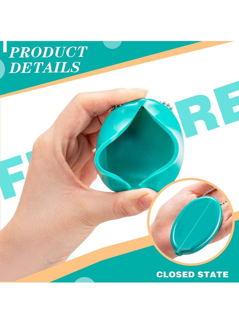 Zikra 6 Pcs Rubber Coin Purse Change Holder Mini Squeeze Coin Holders Oval Coin Holders Colorful Coin Purse with Chain Great for Men Women Travel Multi-purpose (Multiple Colour) - Image 2