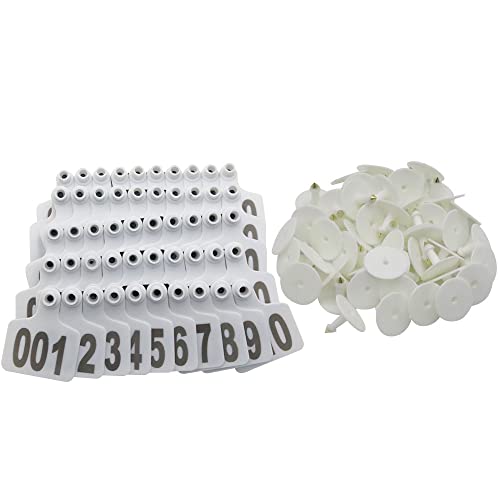 Abustle pig Cattle Ear Tags, Large Plastic Livestock Ear Tags for Sheep Cattle Calf Hog with Number 001-100/101-200/201-300, Animal Identification Ear Tag(White,001-100) - Image 2