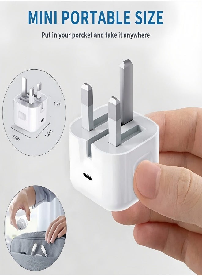 20 Watt Rapid Charger Kit with Collapsible Plug and MFi Certified 2m USB C to Lightning Cable for iPhone 14 13 12 11 Series XR XS X 8 iPad - PD Charger Power Adapter