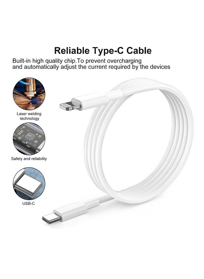 20 Watt Rapid Charger Kit with Collapsible Plug and MFi Certified 2m USB C to Lightning Cable for iPhone 14 13 12 11 Series XR XS X 8 iPad - PD Charger Power Adapter