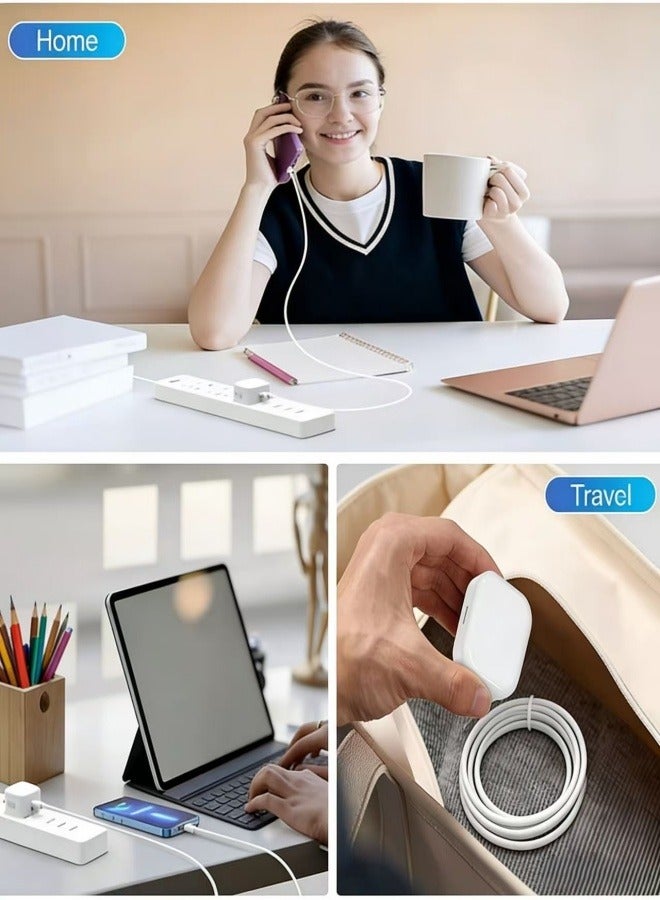 الصفحة الرئيسية طقم شاحن سريع PD بقوة 20 وات مع كابل Lightning بطول 2 متر، محول حائط USB-C متوافق مع سلسلة iPhone 14/13/12/11/XR/XS/SE وiPad - أبيض - Image 5