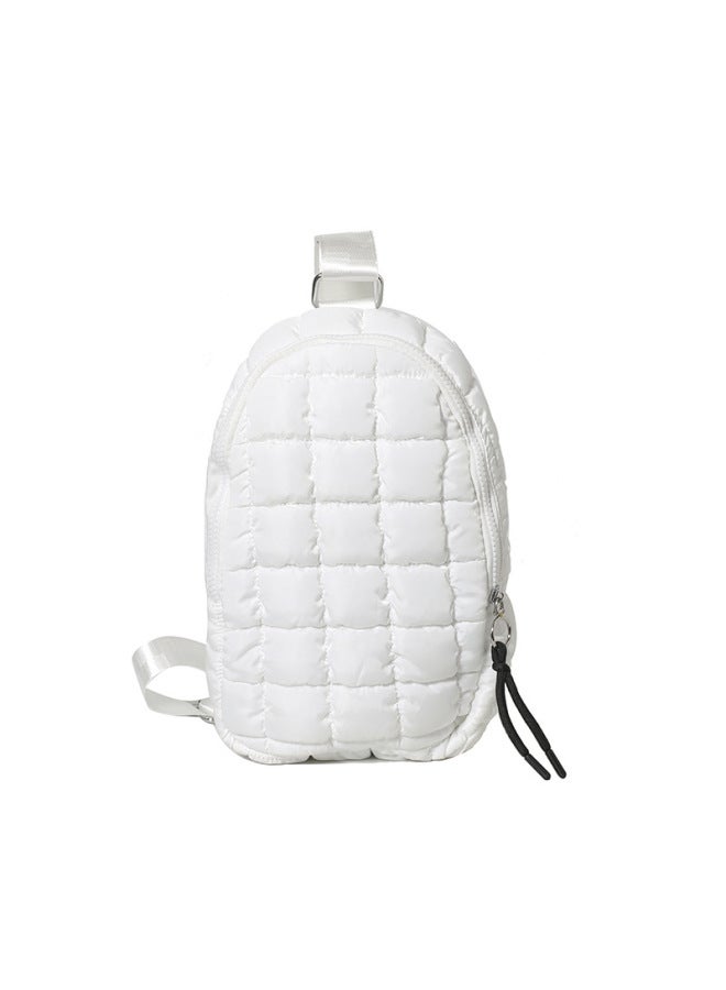 Quilting Car Plaid Cloud Cloth Chest Bag European And American Trend Crossbody Sports Bag Outdoor Riding Large Capacity Chest Bag-Color:White-Dimensions:32*20*8 - Image 1