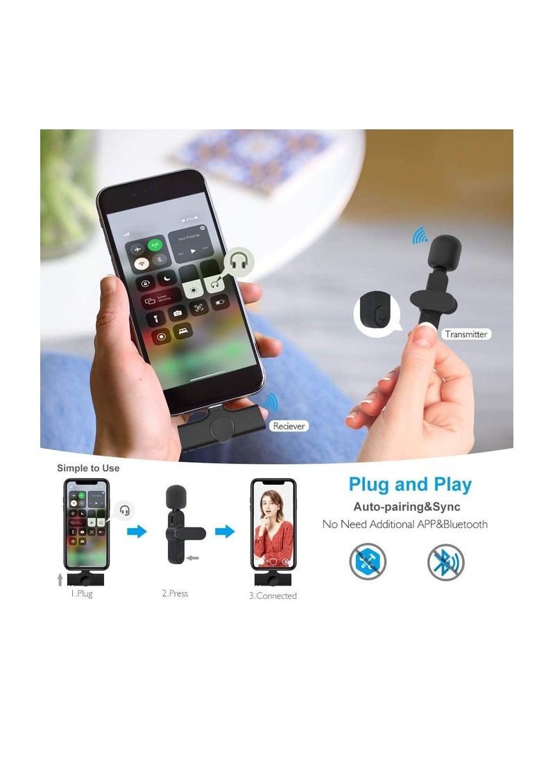 Upgraded （Plug-Play） Wireless Lapel Lavalier Microphone for iPhone iPad Recording, YouTube Facebook Live Stream,Vlog, Auto-Sync Wireless Mic with  FOR Bluetooth - Image 3