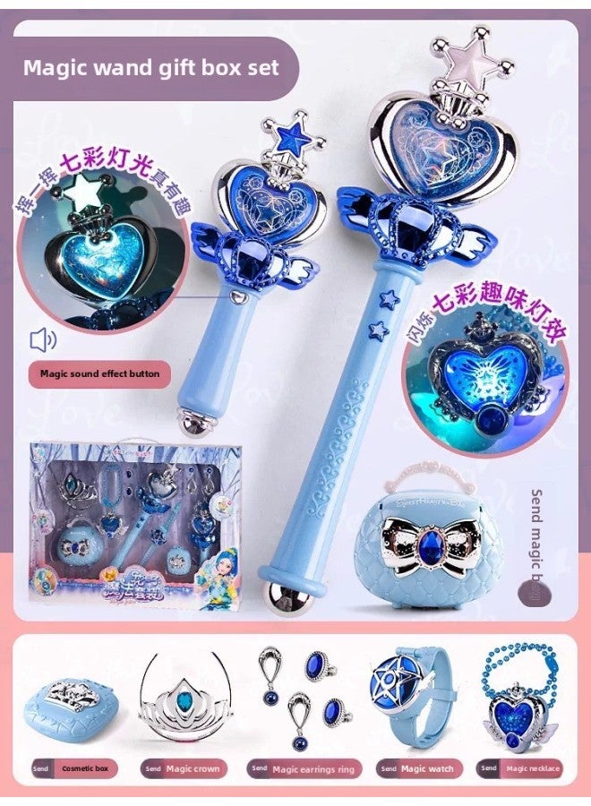Free Mail A Generation Of Toys Flower Fairy Magic Wand Suit Luminous Magic Fairy Treasure Chest Handbag Fairy Wand-Color:Blue Magic Wand 11-piece Set (83331)  - Image 1