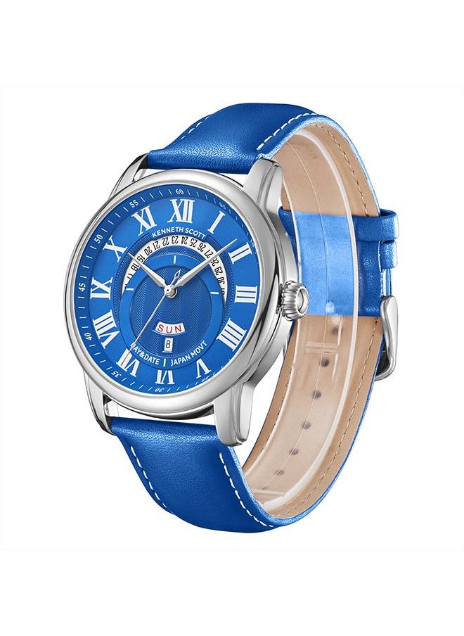 KENNETH SCOTT Kenneth Scott K24020-SLNN Men's Analog Display Watch & Leather  Strap Blue  - Image 2