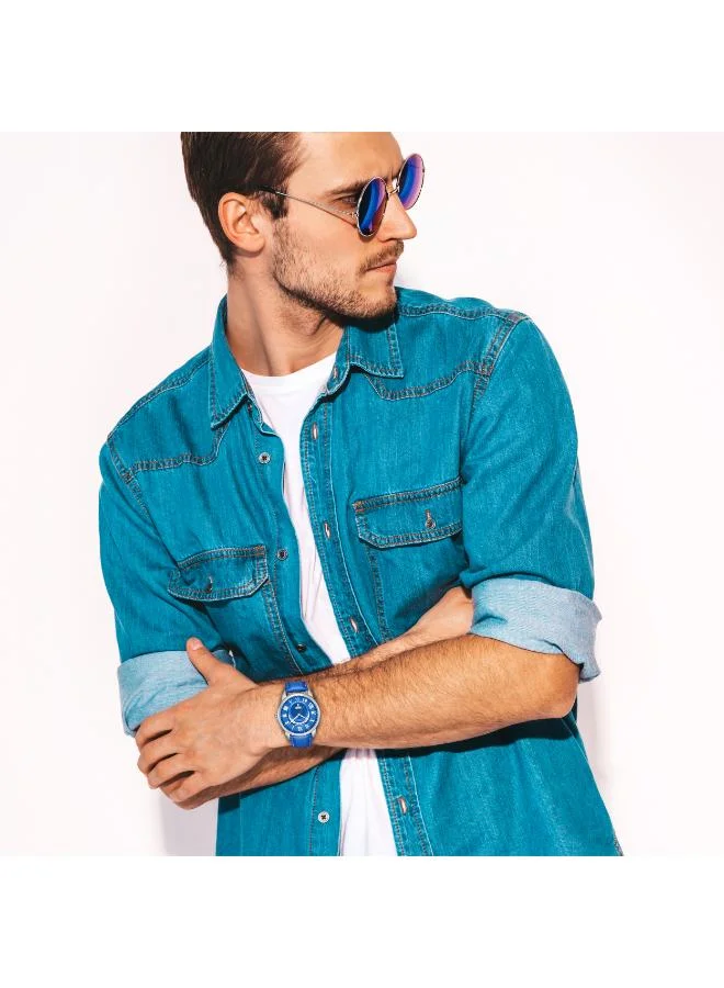 KENNETH SCOTT Kenneth Scott K24020-SLNN Men's Analog Display Watch & Leather  Strap Blue