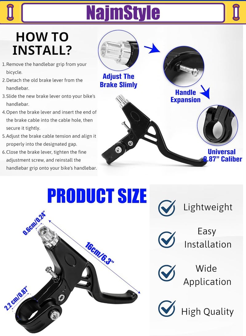 نجم ستايل مقابض فرامل دراجة عالمية مقاس 2.2 سم من سبائك الألومنيوم على شكل حرف V لمقبض فرامل الدراجة لمعظم الدراجات، والدراجات الجبلية، والدراجات على الطرق - Image 2