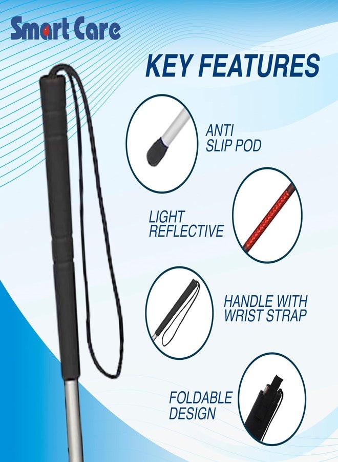 SMARTCARE Smart Care® Folding Cane - Foldable Walking Cane for Men, Women - Fold-up, Collapsible, Lightweight, Adjustable, Portable Hand Walking Stick - Balancing Mobility Aid - Sleek, Comfortable Handle with Bag (Multi) (SC939L) - Image 3