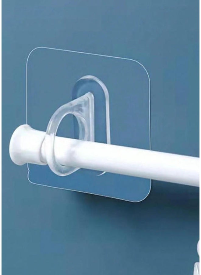 43℃ 6 قطع من حاملات قضبان الستائر، لا تحتاج إلى مثقاب، دعامات قضبان ذاتية اللصق، خطافات متعددة الأغراض لقضبان الستائر، قابلة للتعديل للحمام وغرفة النوم وغرفة المعيشة - Image 5